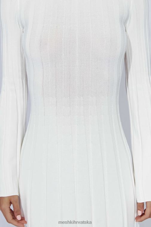 Meshki pletena midi haljina s klekovitim rukavima XH4NH362 odjeća bijela