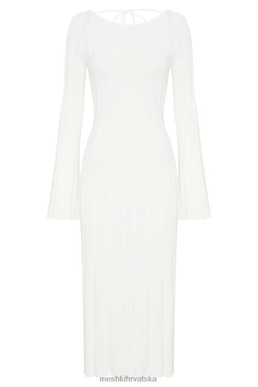 Meshki pletena midi haljina s klekovitim rukavima XH4NH362 odjeća bijela