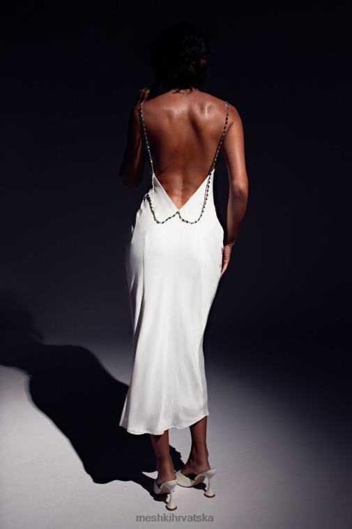 Meshki rasta midi haljina s kapuljačom i dijamantskim remenom XH4NH534 odjeća bijela