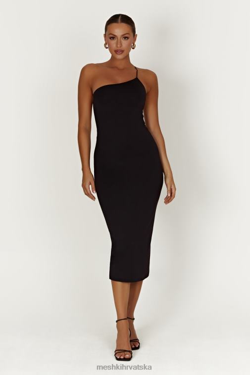 Meshki rosalind midi haljina na jedno rame od recikliranog najlona XH4NH377 odjeća crno