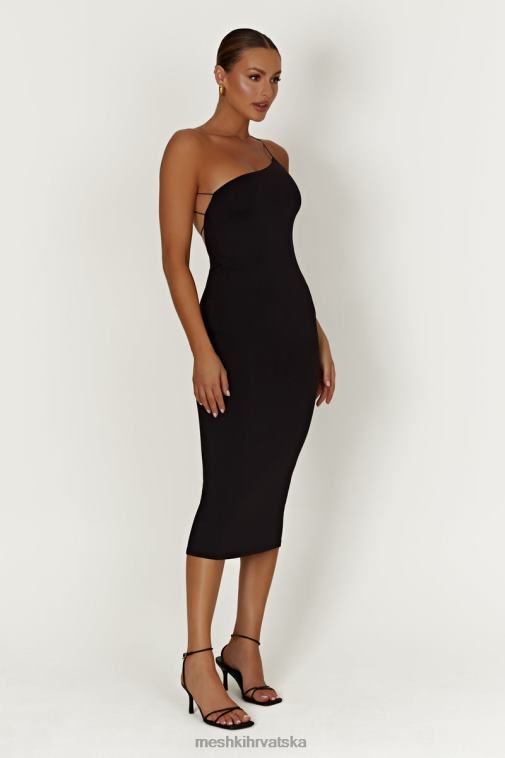 Meshki rosalind midi haljina na jedno rame od recikliranog najlona XH4NH377 odjeća crno