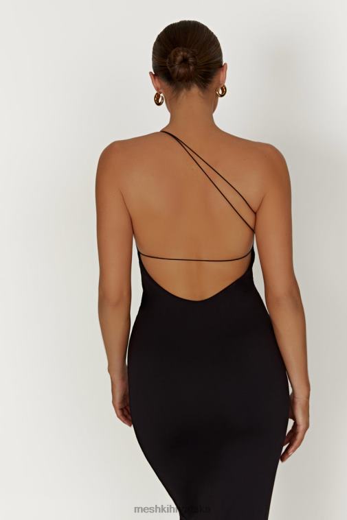 Meshki rosalind midi haljina na jedno rame od recikliranog najlona XH4NH377 odjeća crno