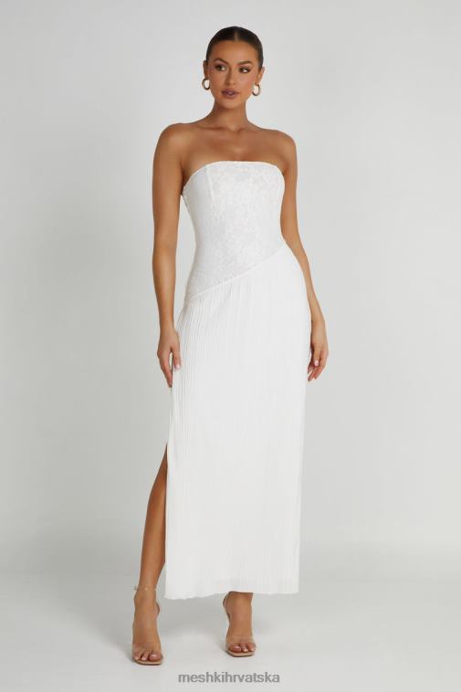 Meshki skye midi haljina bez naramenica od plise čipke XH4NH305 odjeća bijela