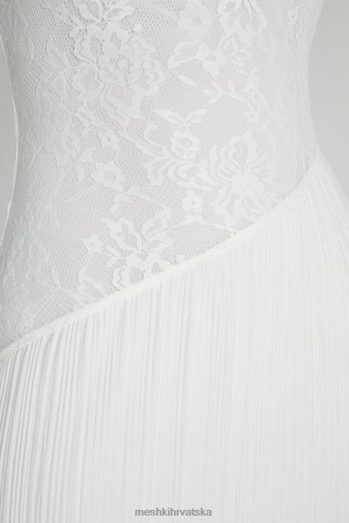 Meshki skye midi haljina bez naramenica od plise čipke XH4NH305 odjeća bijela