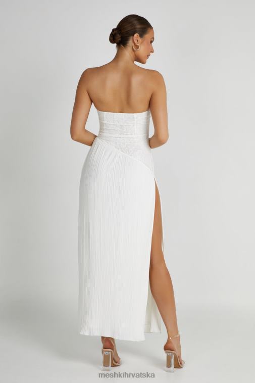Meshki skye midi haljina bez naramenica od plise čipke XH4NH305 odjeća bijela
