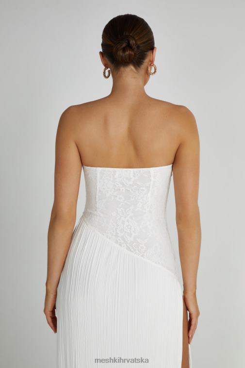 Meshki skye midi haljina bez naramenica od plise čipke XH4NH305 odjeća bijela