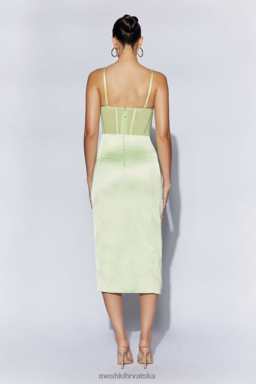 Meshki talisa midi haljina s korzetom s lancem i bočnim razdjelkom XH4NH612 odjeća pistacija zelena