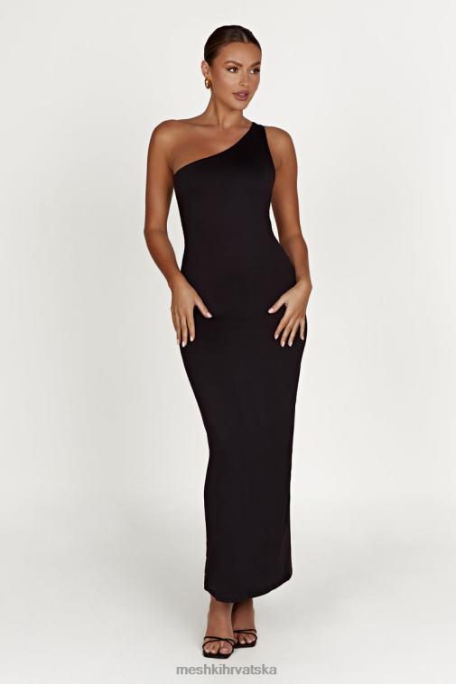 Meshki teagan midi haljina na jedno rame od recikliranog najlona XH4NH501 odjeća crno