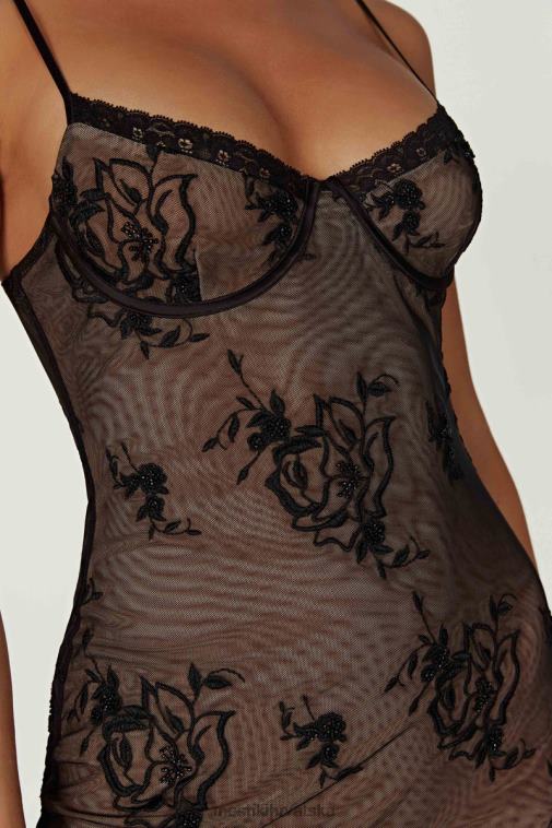 Meshki venecijanska mrežasta midi haljina XH4NH115 odjeća crno