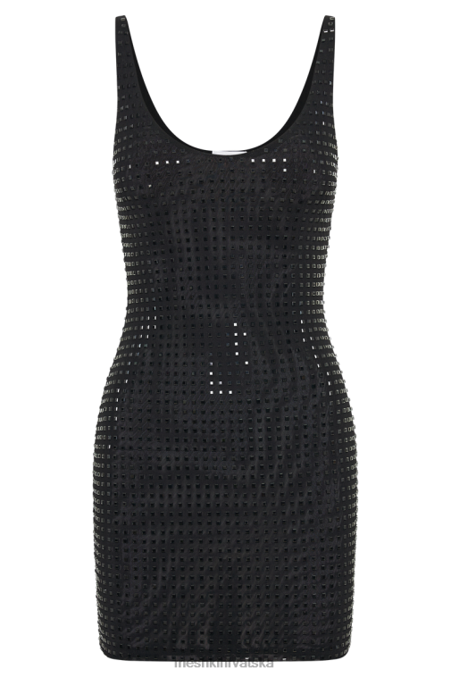 Meshki Presley četvrtasta dijamantna mini haljina XH4NH98 odjeća crno