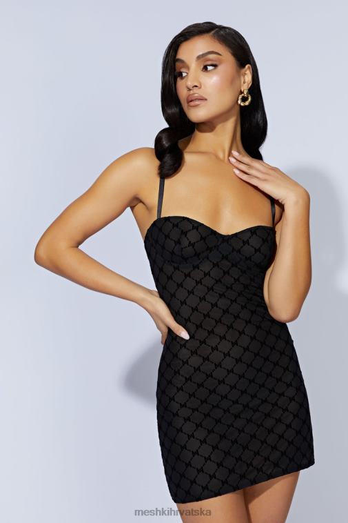 Meshki cherie mrežasta mini haljina s monogramom XH4NH703 odjeća crno