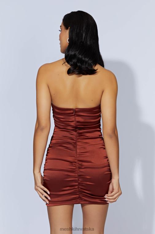Meshki corinne mini haljina s naborima XH4NH611 odjeća čokolada od višanja