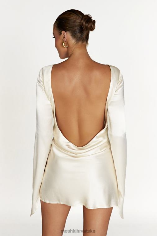 Meshki davina satenska mini haljina dugih rukava XH4NH183 odjeća slonovača