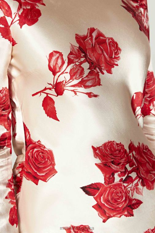 Meshki davina satenska mini haljina dugih rukava XH4NH258 odjeća otisak ruža