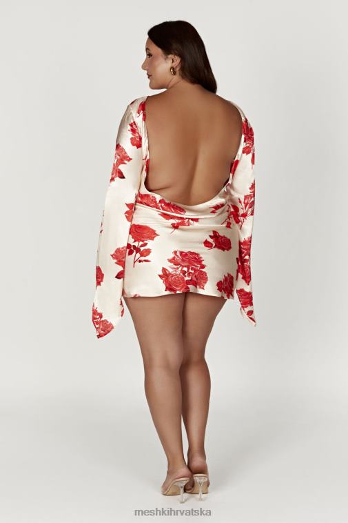 Meshki davina satenska mini haljina dugih rukava XH4NH258 odjeća otisak ruža