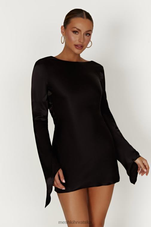 Meshki davina satenska mini haljina dugih rukava XH4NH272 odjeća crno