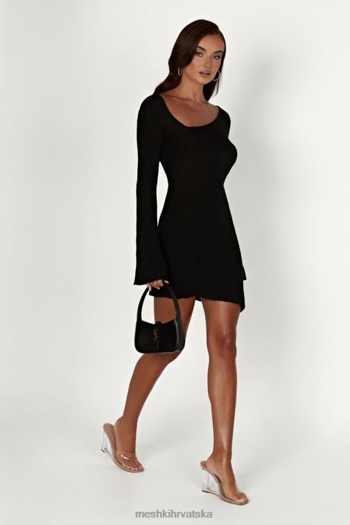 Meshki žeravica suha ručka pletena mini haljina XH4NH365 odjeća crno