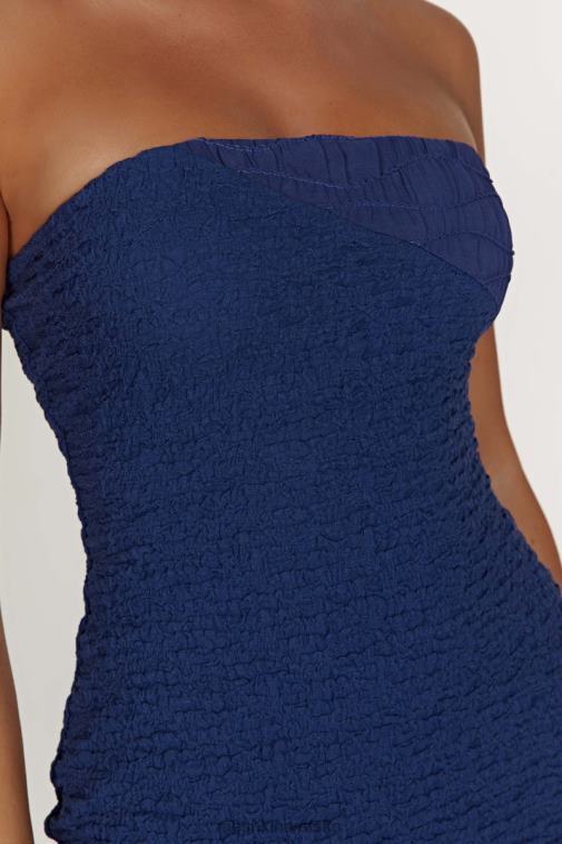 Meshki gemina mini haljina bez naramenica s teksturom XH4NH386 odjeća ponoćna mornarica