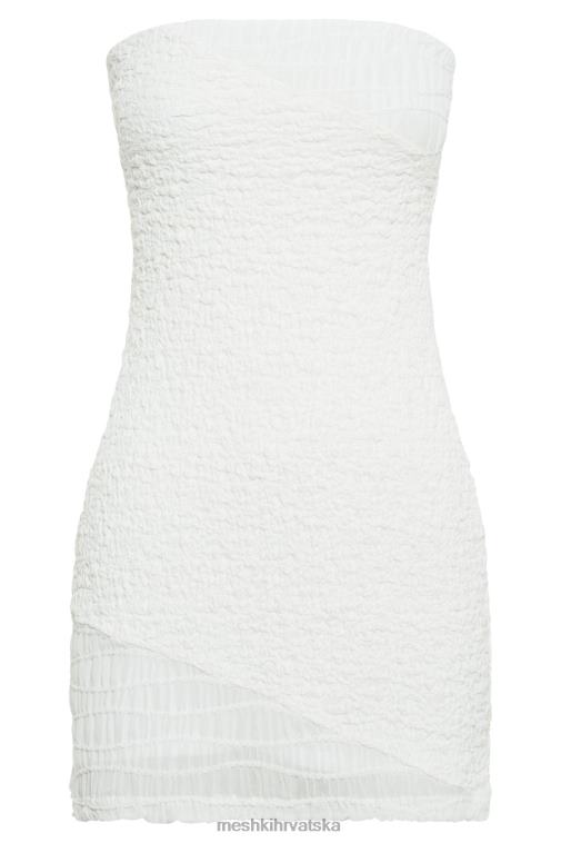 Meshki gemina mini haljina bez naramenica s teksturom XH4NH505 odjeća bijela