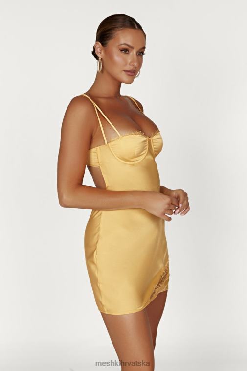 Meshki joslyn mini haljina od satena od čipke XH4NH168 odjeća limun