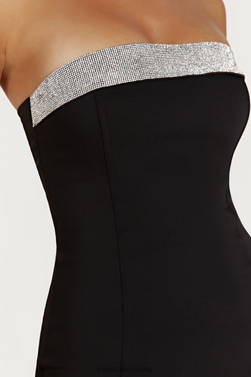 Meshki kiya mini haljina s dijamantskim kontrastom XH4NH329 odjeća crno