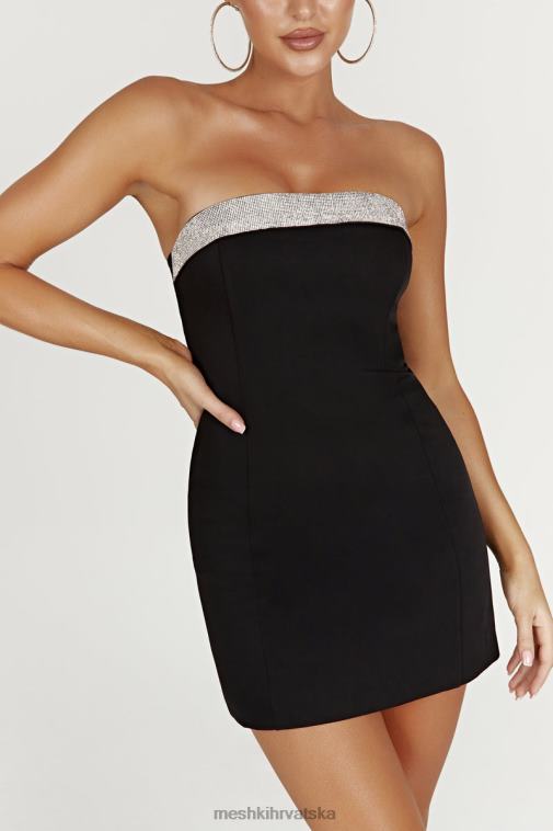 Meshki kiya mini haljina s dijamantskim kontrastom XH4NH329 odjeća crno