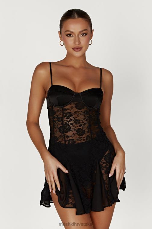 Meshki lolita mini haljina od čipke XH4NH411 odjeća crno