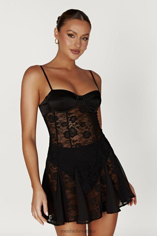 Meshki lolita mini haljina od čipke XH4NH411 odjeća crno