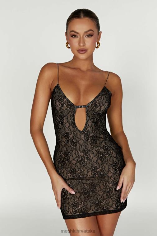 Meshki mini haljina od juliet čipke XH4NH342 odjeća crno