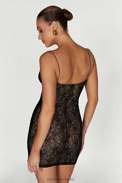 Meshki mini haljina od juliet čipke XH4NH342 odjeća crno