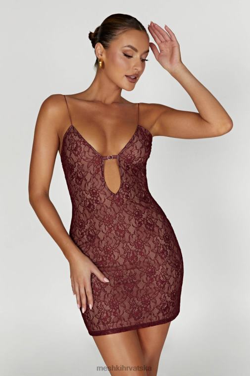 Meshki mini haljina od juliet čipke XH4NH344 odjeća vino