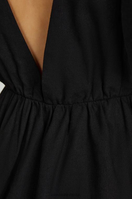 Meshki myrah lanena mini haljina s puf rukavima XH4NH226 odjeća crno