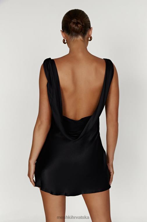 Meshki nadia satenska mini haljina s kapuljačom na leđima XH4NH406 odjeća crno