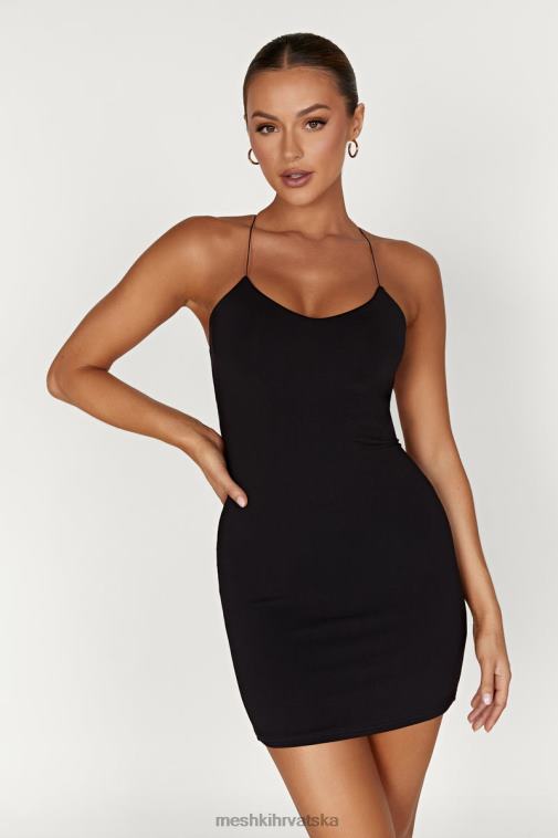 Meshki sabine mini haljina bez leđa od recikliranog najlona XH4NH147 odjeća crno