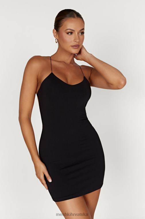 Meshki sabine mini haljina bez leđa od recikliranog najlona XH4NH147 odjeća crno