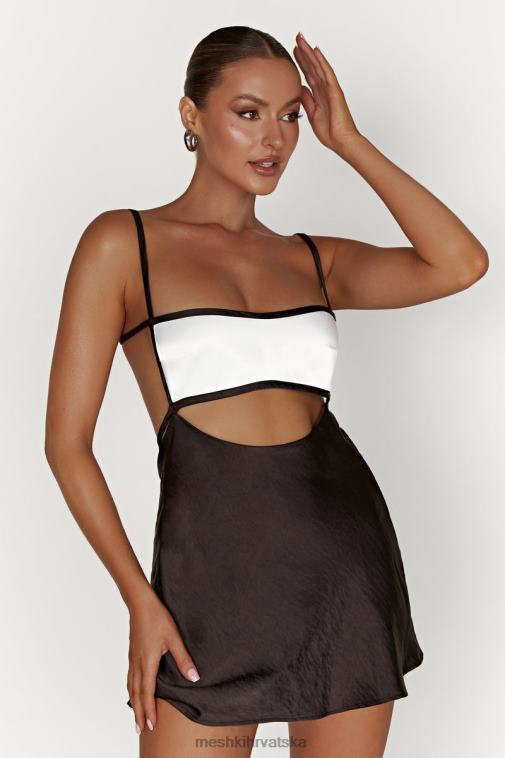 Meshki veda dvobojna mini haljina XH4NH263 odjeća crno