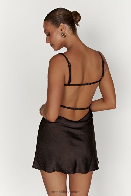 Meshki veda dvobojna mini haljina XH4NH263 odjeća crno