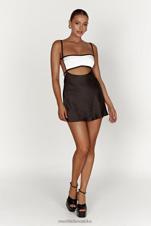 Meshki veda dvobojna mini haljina XH4NH263 odjeća crno