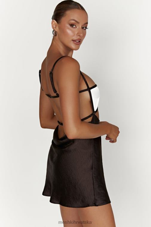 Meshki veda dvobojna mini haljina XH4NH263 odjeća crno