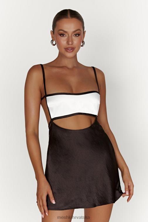 Meshki veda dvobojna mini haljina XH4NH263 odjeća crno