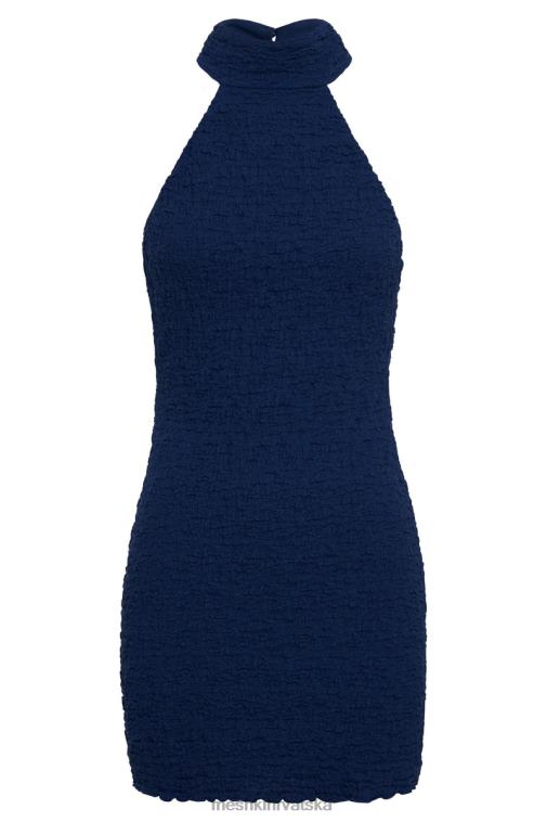 Meshki yuki teksturirana mini haljina s halterima XH4NH499 odjeća ponoćna mornarica