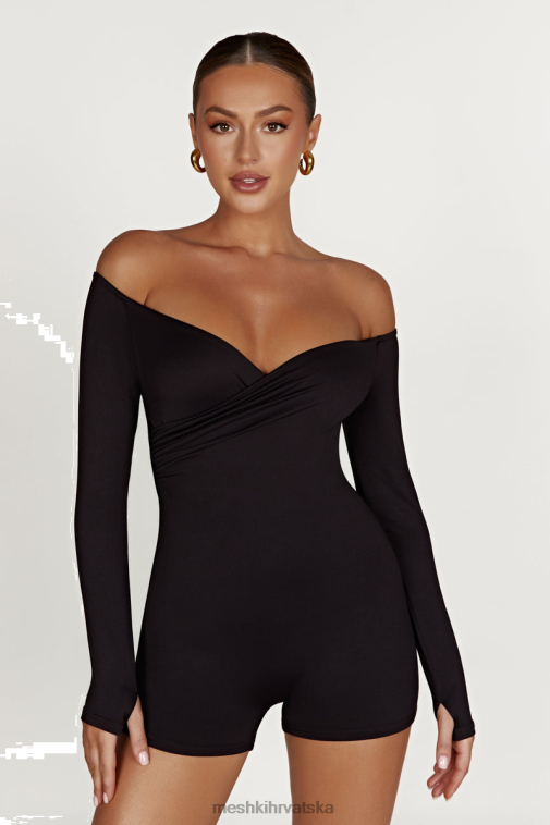 Meshki aisling odijelo za igru ​​s otvorenim ramenima od recikliranog najlona XH4NH1390 odjeća crno